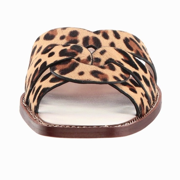 Rachel Zoe Farrow Cross Front Leopard Slides Sandals animal print mules flat 6.5 - Picture 11 of 14